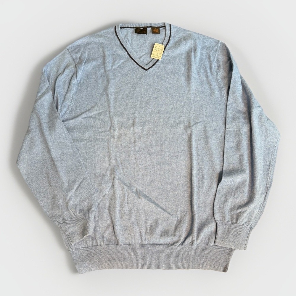 Jos‎ A Bank Joseph Mens XL V-Neck Sweater Light Blue Cotton Cashmere